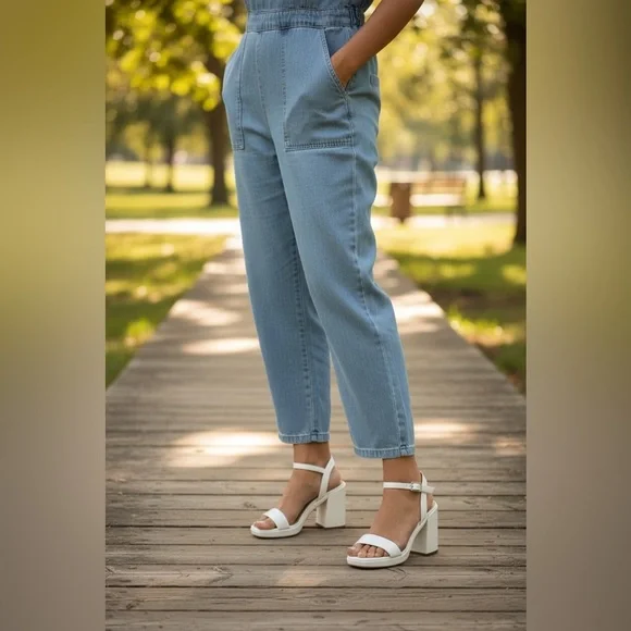 Putu White Platform Heel Sandals Womens Size 8.5 Ankle Strap Block Heel New - Picture 8 of 14